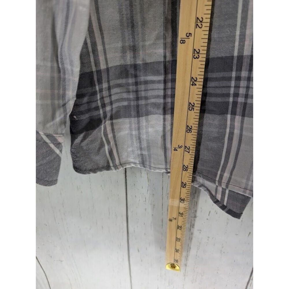 Croft Barrow Size XXL Gray Plaid Button Down Collar Long Sleeve Casual Top - Picture 5 of 8